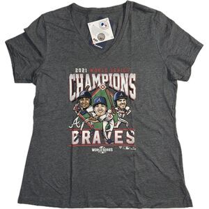 Atlanta Braves 2021 World Series Champs Women's Large T-Shirt Freddie-Max-Ozzie‎
